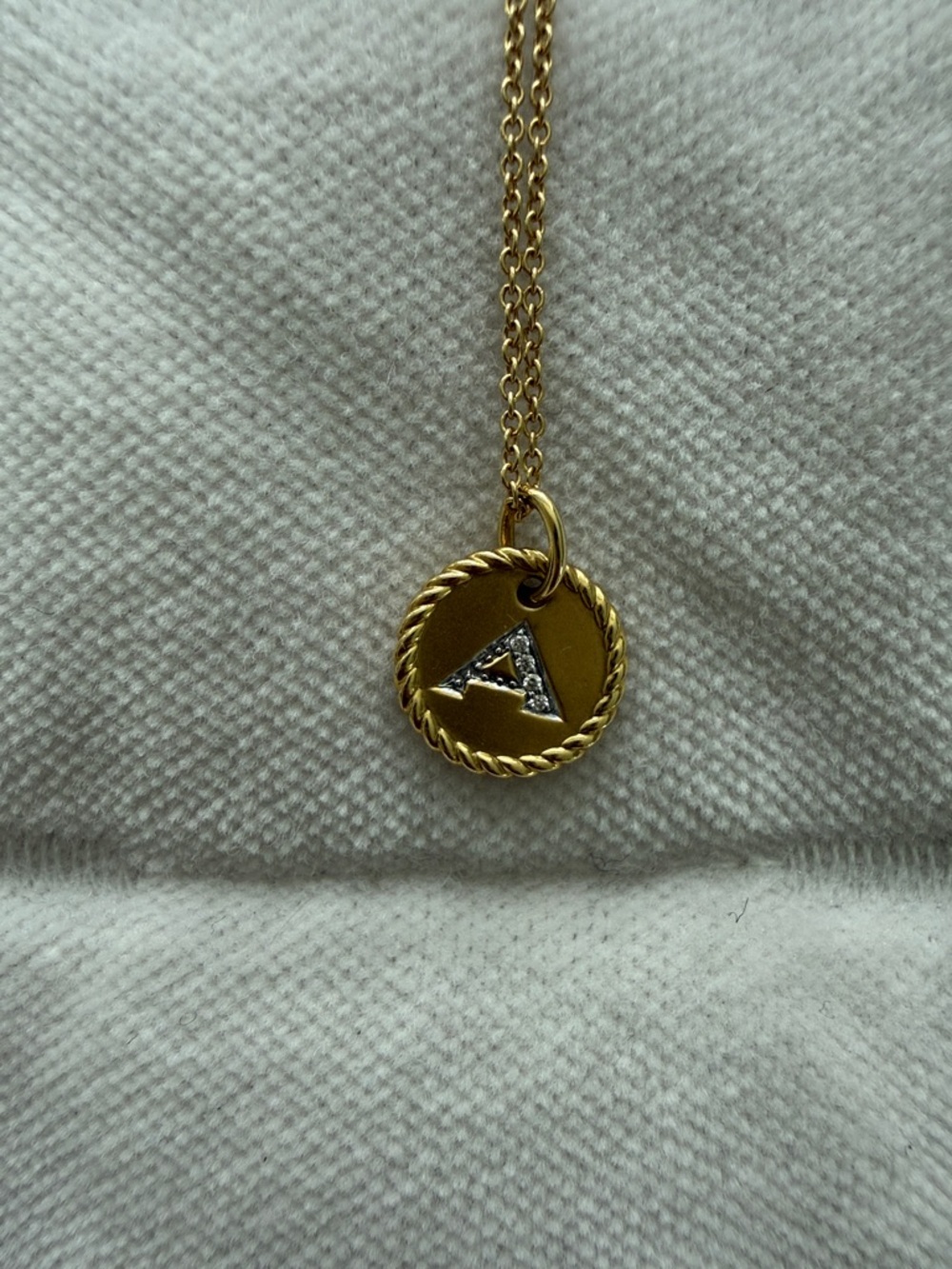 David Yurman Initial A Cable Necklace w/ Diamonds